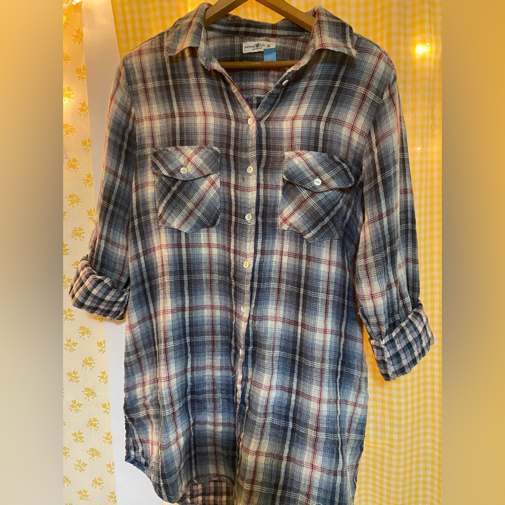 Natural Life Long Button Up Shirt